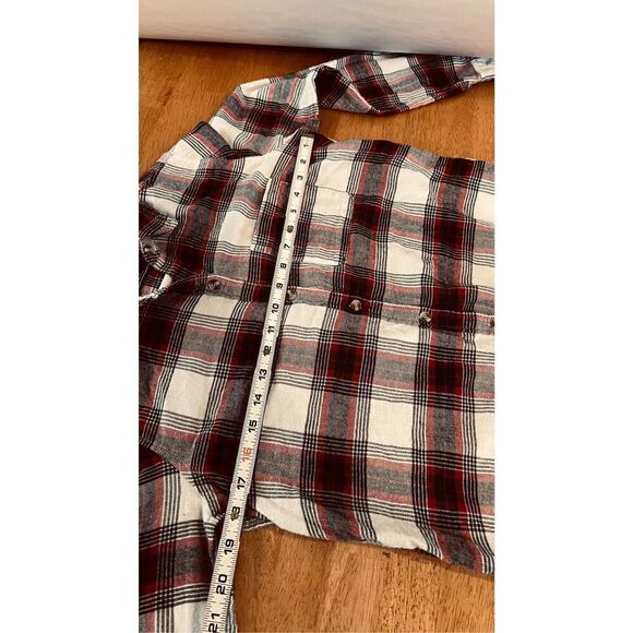 Abercrombie & Fitch Red White Black Plaid Button Down Flannel Shirt Top SZ S - Picture 4 of 10